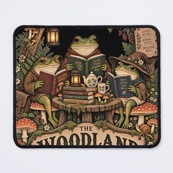 Item preview, The Woodland Book Club – Frog Cottagecore Reading Nature Design designed and sold by Origamoart.