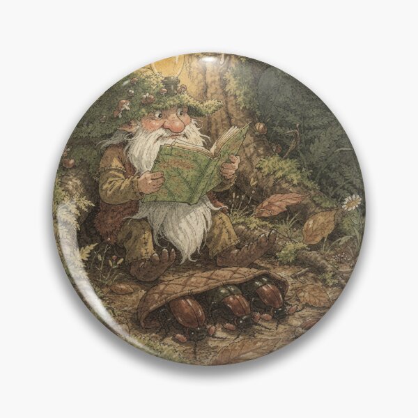 Item preview, Moss Gnome Reading Bedtime Stories to Beetles designed and sold by PictorialWhimsy.