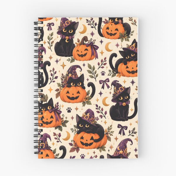 Item preview, Halloween Pattern: black cats and pumpkins designed and sold by DreamagineArtDesign.