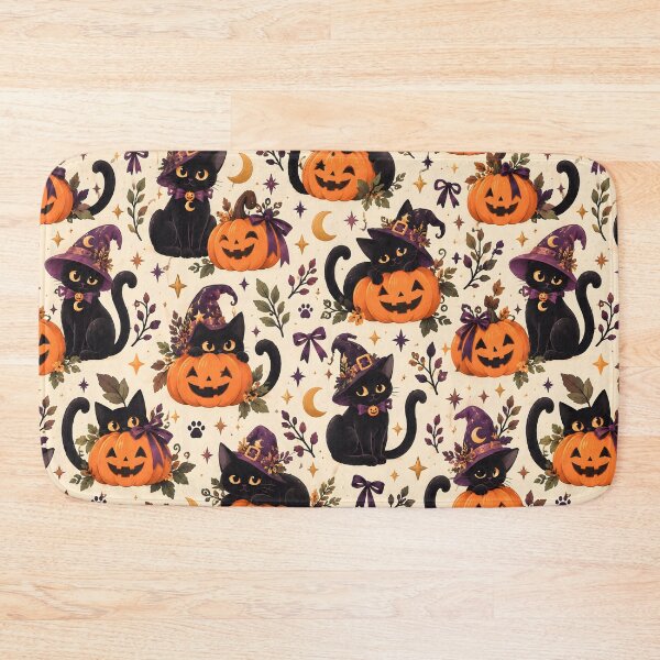 Item preview, Halloween Pattern: black cats and pumpkins designed and sold by DreamagineArtDesign.