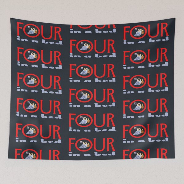 Item preview, Four In A Bed Cartoon (on Navy) designed and sold by PawsitiveMum3.
