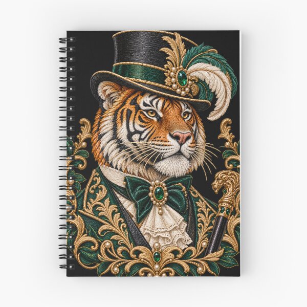 Item preview, Victorian Tiger Gentleman Embroidered Victorian Animal Portrait designed and sold by Emoji Emblems.