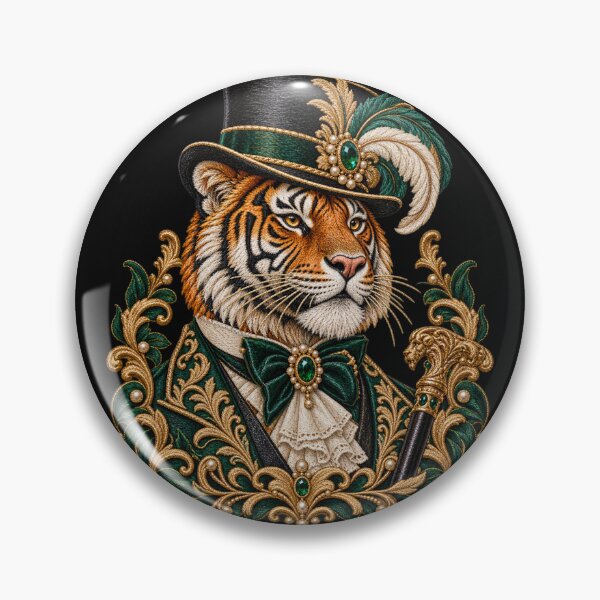 Item preview, Victorian Tiger Gentleman Embroidered Victorian Animal Portrait designed and sold by Emoji Emblems.