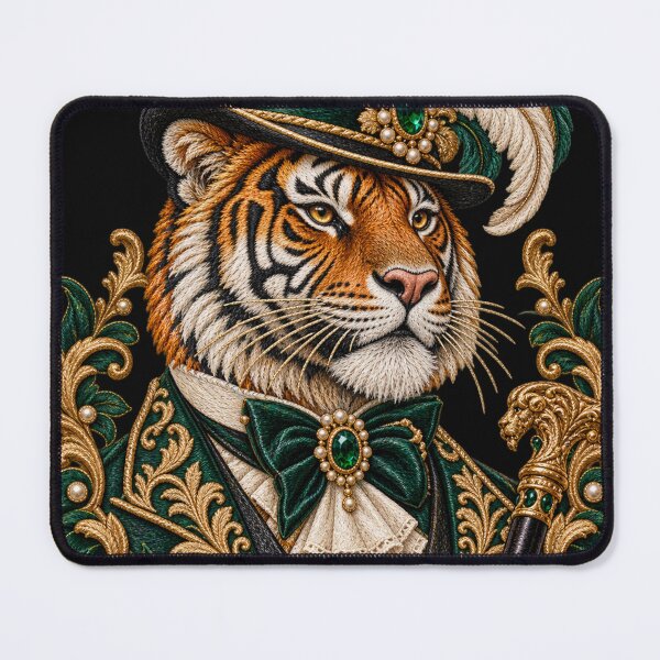 Item preview, Victorian Tiger Gentleman Embroidered Victorian Animal Portrait designed and sold by Emoji Emblems.