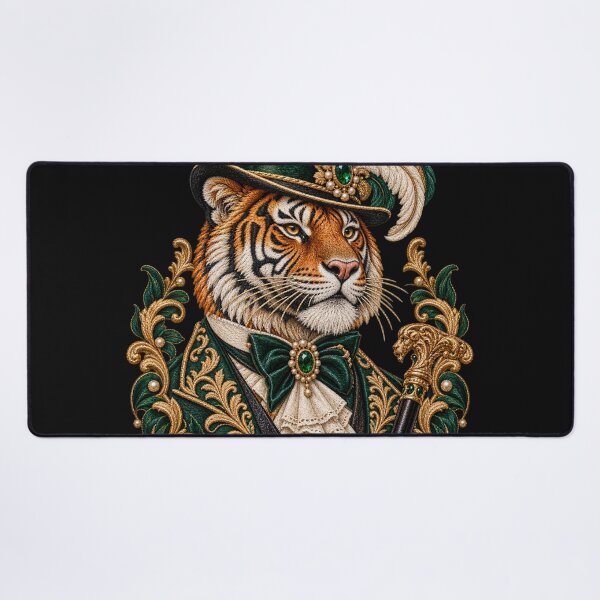 Item preview, Victorian Tiger Gentleman Embroidered Victorian Animal Portrait designed and sold by Emoji Emblems.