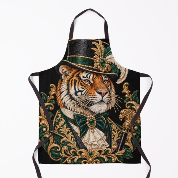 Item preview, Victorian Tiger Gentleman Embroidered Victorian Animal Portrait designed and sold by Emoji Emblems.
