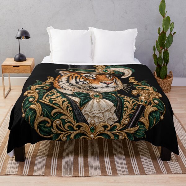 Item preview, Victorian Tiger Gentleman Embroidered Victorian Animal Portrait designed and sold by Emoji Emblems.
