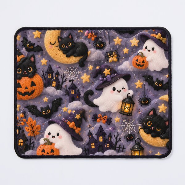 Item preview, Cute Halloween Black Cat Ghost Pumpkin Pattern designed and sold by ManJiangHong.
