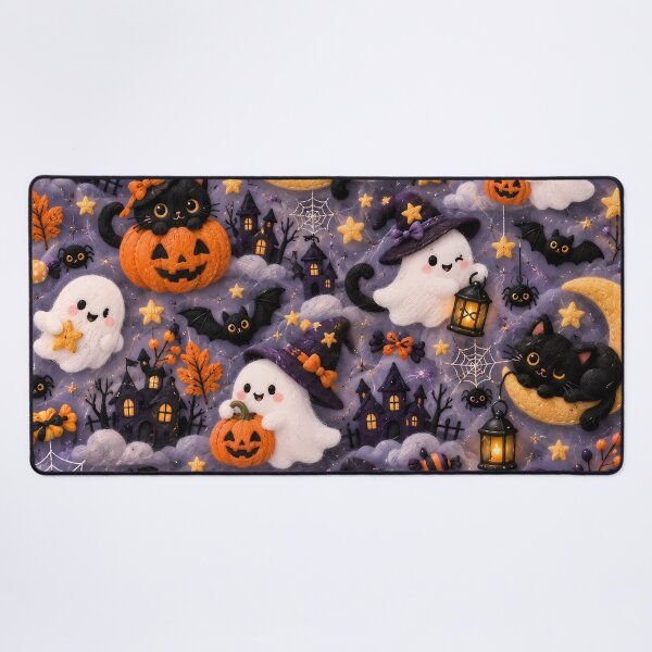 Item preview, Cute Halloween Black Cat Ghost Pumpkin Pattern designed and sold by ManJiangHong.