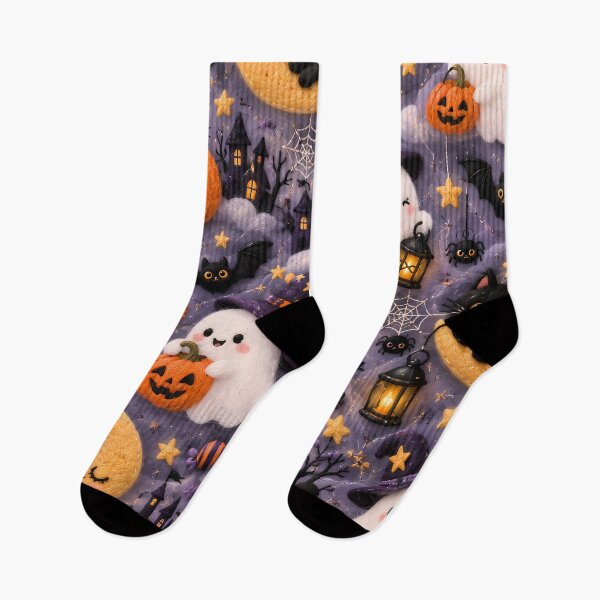 Item preview, Cute Halloween Black Cat Ghost Pumpkin Pattern designed and sold by ManJiangHong.