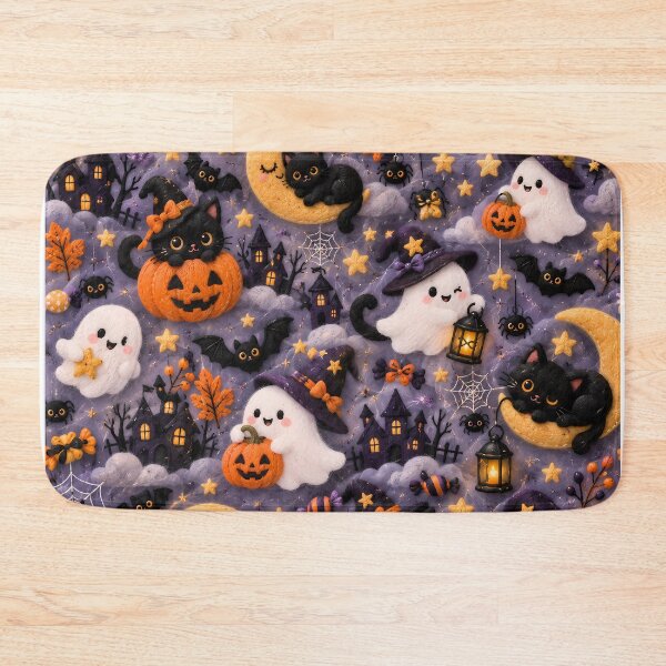 Item preview, Cute Halloween Black Cat Ghost Pumpkin Pattern designed and sold by ManJiangHong.