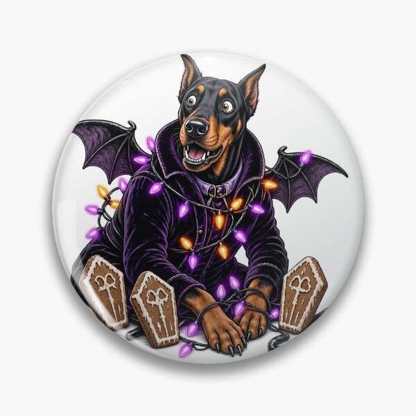 Item preview, Cute Vampire Doberman with Coffin Biscuits and Fairy Lights designed and sold by CraftyValley.