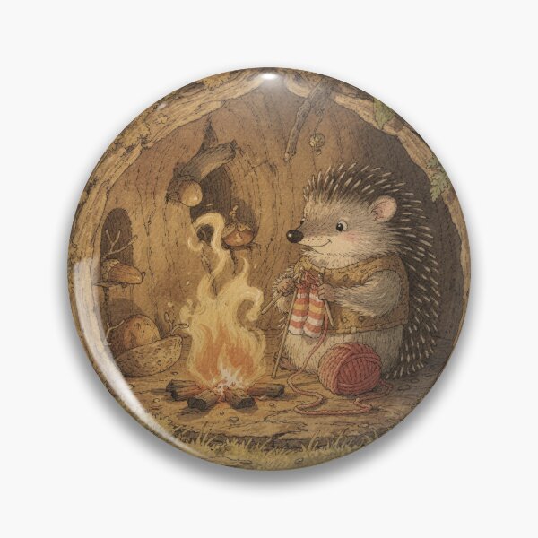 Item preview, Hedgehog Folk Knitting Mittens by the Fire designed and sold by PictorialWhimsy.