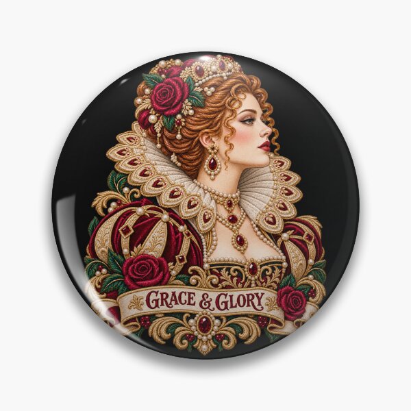 Item preview, Elizabethan Woman Portrait – Grace Strength Beauty Embroidered Art designed and sold by Emoji Emblems.
