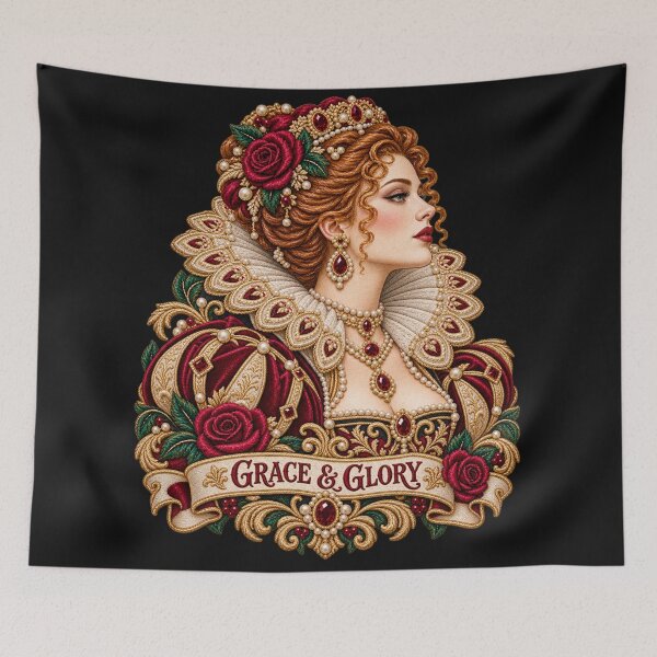 Item preview, Elizabethan Woman Portrait – Grace Strength Beauty Embroidered Art designed and sold by Emoji Emblems.