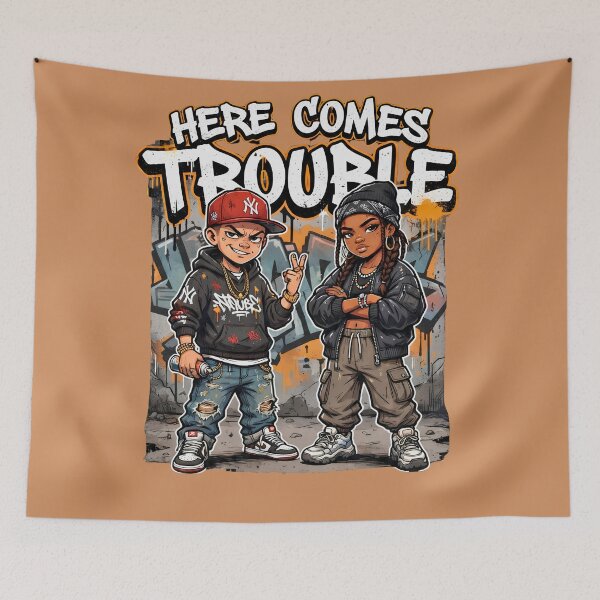 Item preview, Here Comes Trouble Urban Streetwear Graffiti Kids Cool Hip Hop Design designed and sold by digitalbob60.