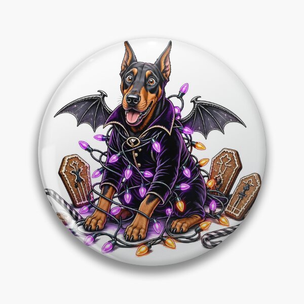 Item preview, Spooky Dracula Doberman with Halloween Gingerbread Coffins designed and sold by CraftyValley.