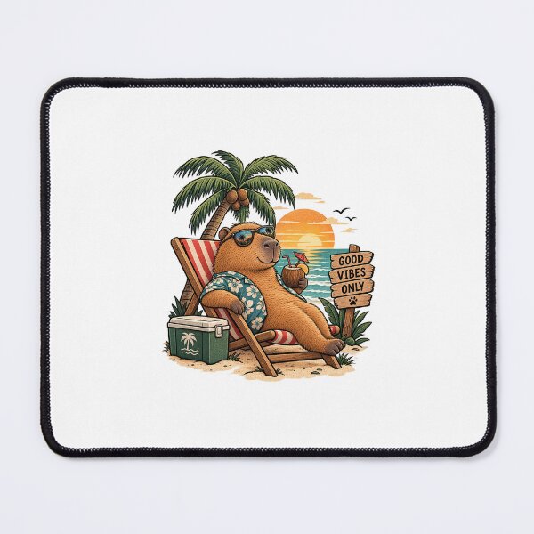 Item preview, Chill Capybara Tropical Beach Vintage Illustration designed and sold by lovepower.
