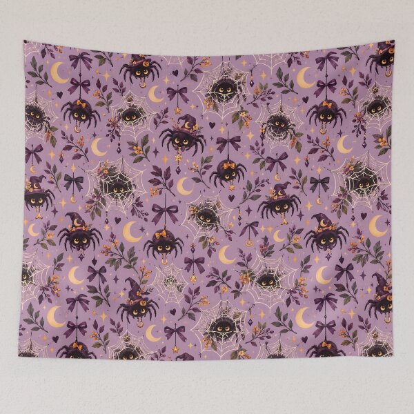 Item preview, Halloween Pattern: cute spiders and their webs designed and sold by DreamagineArtDesign.