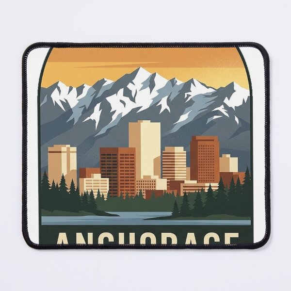 Item preview, Anchorage Skyline Chugach Mountains Alaska Travel Badge Sticker designed and sold by DetourDgn.