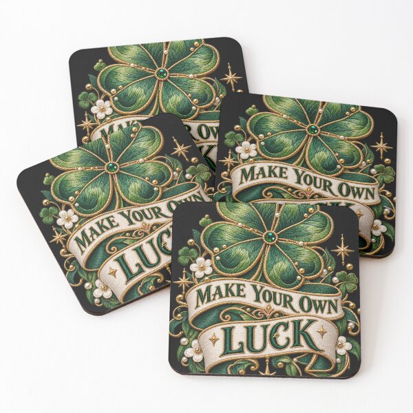 Item preview, Make Your Own Luck Embroidered Four Leaf Clover Lucky Quote Design designed and sold by Emoji Emblems.