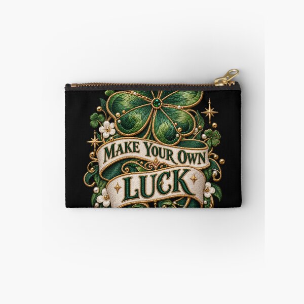 Item preview, Make Your Own Luck Embroidered Four Leaf Clover Lucky Quote Design designed and sold by Emoji Emblems.