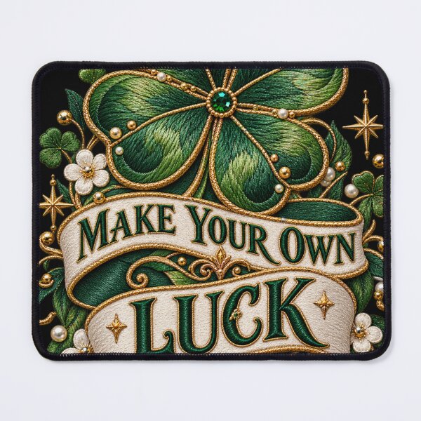 Item preview, Make Your Own Luck Embroidered Four Leaf Clover Lucky Quote Design designed and sold by Emoji Emblems.