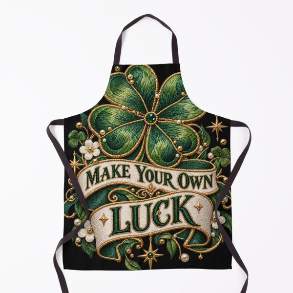 Item preview, Make Your Own Luck Embroidered Four Leaf Clover Lucky Quote Design designed and sold by Emoji Emblems.