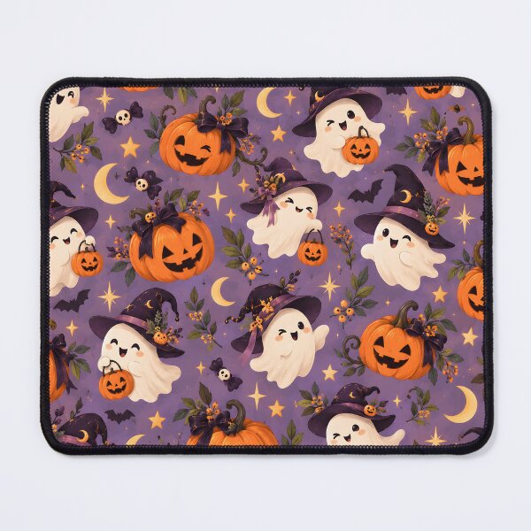 Item preview, Halloween Pattern: cute ghosts and pumpkins designed and sold by DreamagineArtDesign.