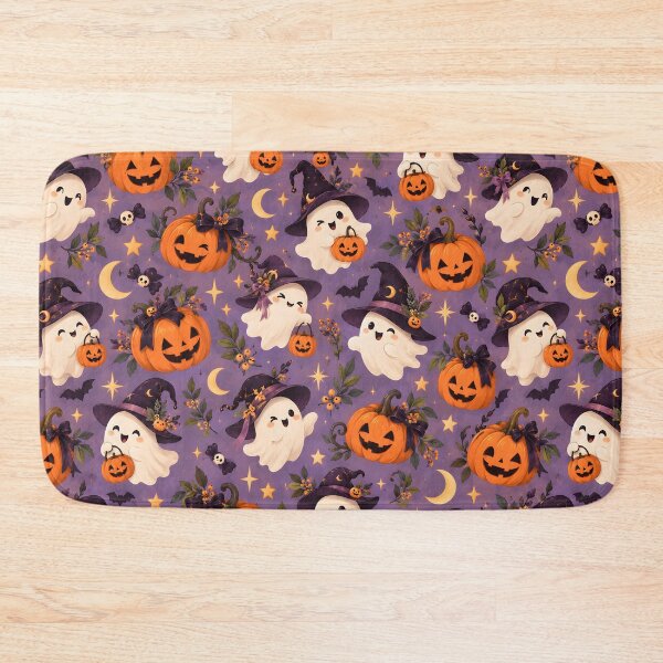 Item preview, Halloween Pattern: cute ghosts and pumpkins designed and sold by DreamagineArtDesign.
