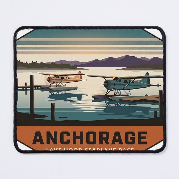 Item preview, Lake Hood Seaplane Base Anchorage Alaska Badge Sticker designed and sold by DetourDgn.