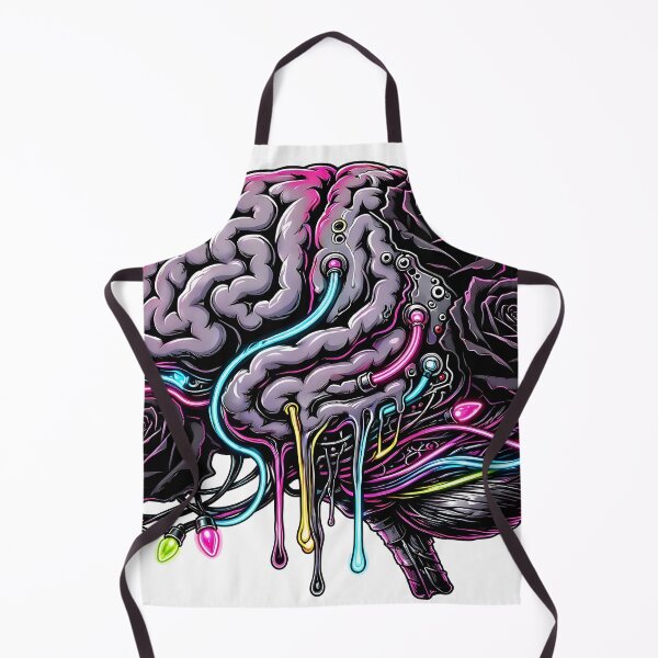 Item preview, Cyberpunk Melting Brain with Neon Lights and Black Roses designed and sold by CraftyValley.