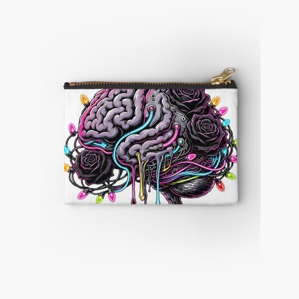 Item preview, Cyberpunk Melting Brain with Neon Lights and Black Roses designed and sold by CraftyValley.