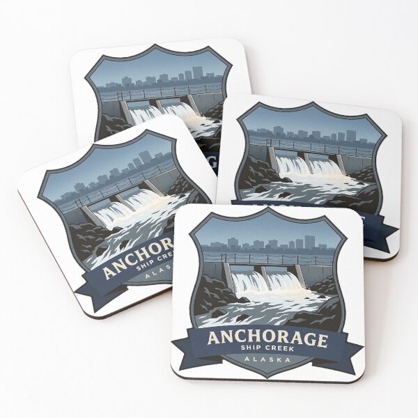 Item preview, Ship Creek Downtown Anchorage Alaska Crest Sticker designed and sold by DetourDgn.