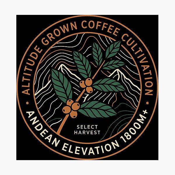 Item preview, Altitude Grown Coffee Cultivation Vintage Andean Emblem designed and sold by SplashTastic.