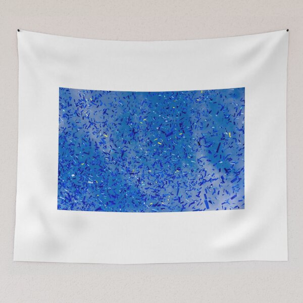 Item preview, Blue Confetti Falling Over Sky Background Celebrating Party Event And Festive Atmosphere designed and sold by Nmallia.