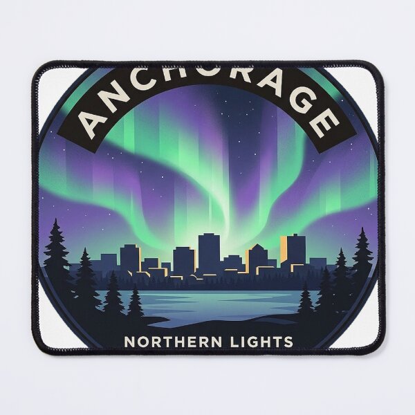 Item preview, Anchorage Northern Lights Aurora Alaska Round Badge Sticker designed and sold by DetourDgn.