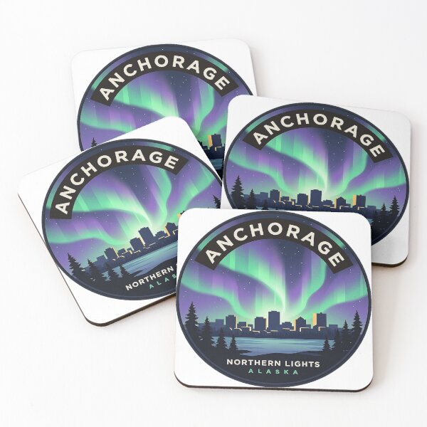 Item preview, Anchorage Northern Lights Aurora Alaska Round Badge Sticker designed and sold by DetourDgn.