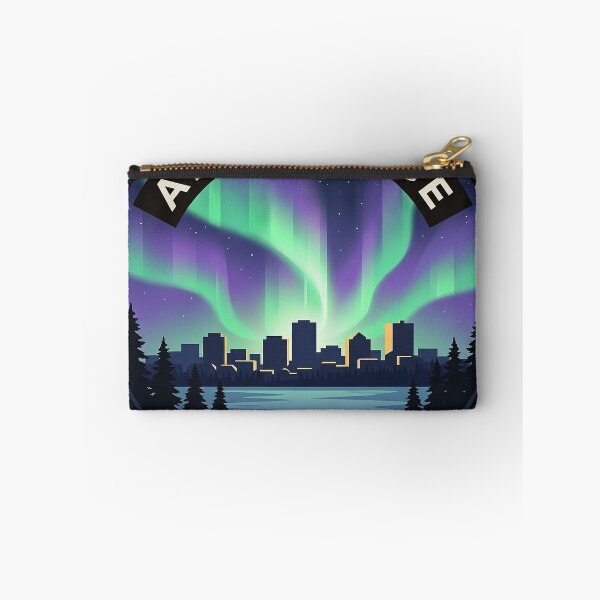 Item preview, Anchorage Northern Lights Aurora Alaska Round Badge Sticker designed and sold by DetourDgn.
