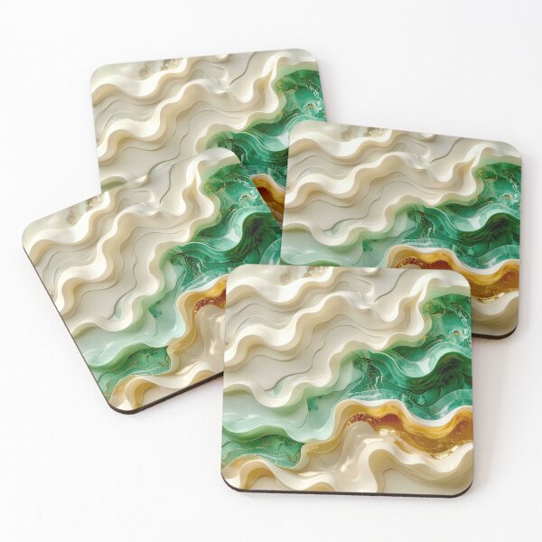Item preview, Duality of Ivory Marble and Jade Waves designed and sold by Vicky Brago-Mitchell®.