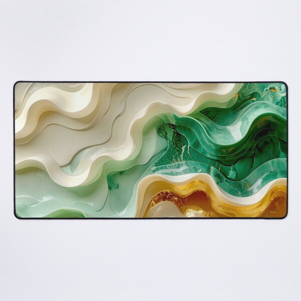Item preview, Duality of Ivory Marble and Jade Waves designed and sold by Vicky Brago-Mitchell®.