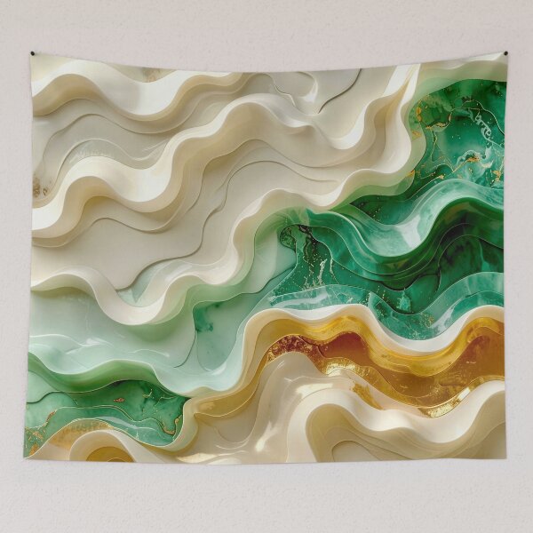 Item preview, Duality of Ivory Marble and Jade Waves designed and sold by Vicky Brago-Mitchell®.