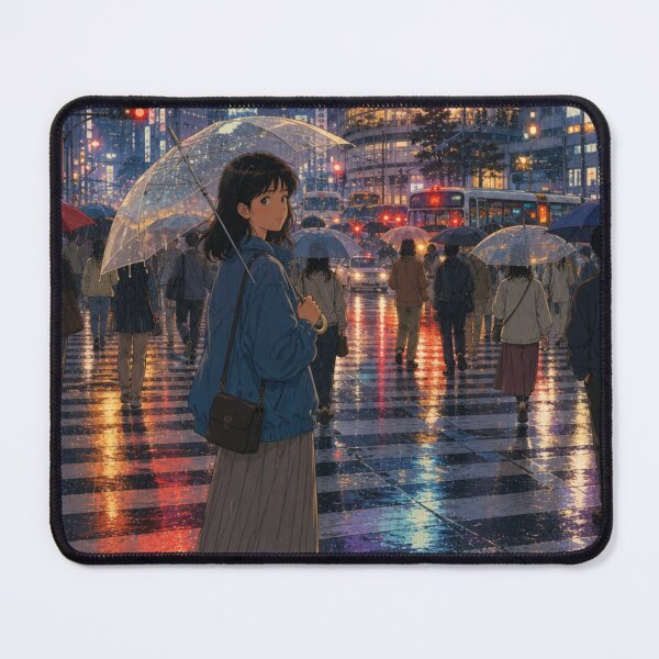 Item preview, Rainy Shibuya Crossing Anime Girl designed and sold by vekotpu.