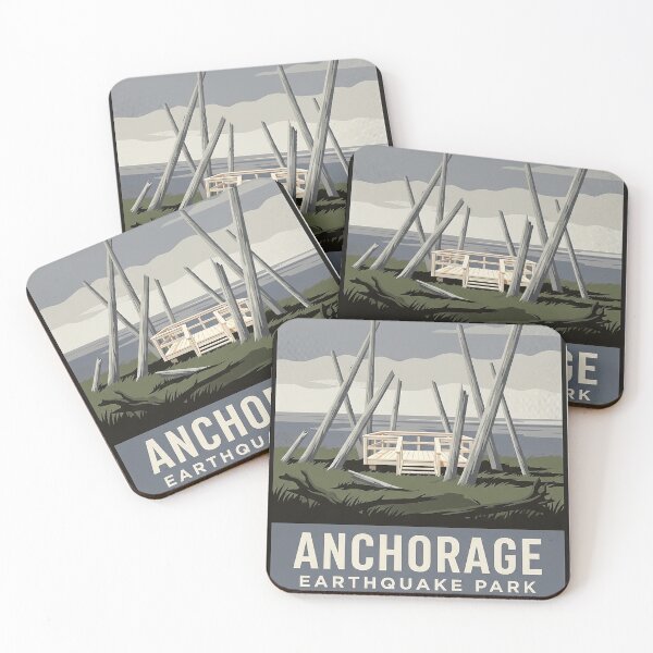 Item preview, Earthquake Park Ghost Forest Anchorage Alaska Badge Sticker designed and sold by DetourDgn.