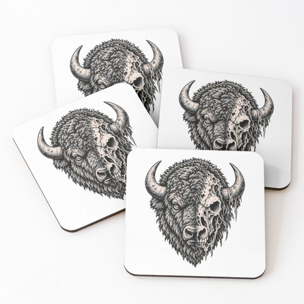 Item preview, Bison Skull Split Zombie Portrait Heavy Metal Goth designed and sold by chattsuede.
