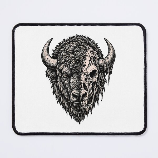 Item preview, Bison Skull Split Zombie Portrait Heavy Metal Goth designed and sold by chattsuede.