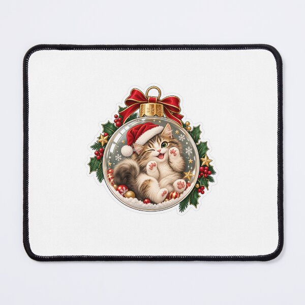 Item preview, Cute Christmas Cat in Snow Globe Ornament designed and sold by naruto4925.