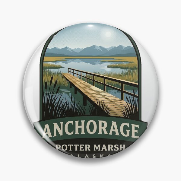 Item preview, Potter Marsh Boardwalk Anchorage Alaska Crest Sticker designed and sold by DetourDgn.