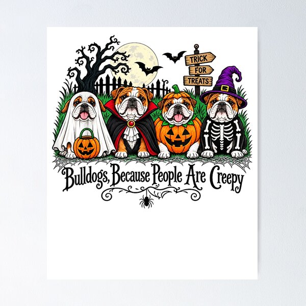 Item preview, Bulldogs Because People are Creepy Halloween Dogs Costume designed and sold by leevekaArt.