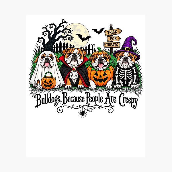 Item preview, Bulldogs Because People are Creepy Halloween Dogs Costume designed and sold by leevekaArt.